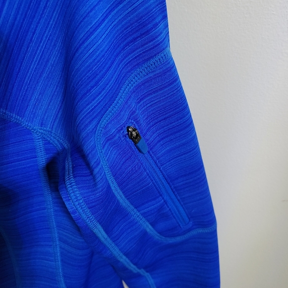 Athleta Striped Strength Full Zip Hoodie Macaw Blue, Size XS - Picture 6 of 8
